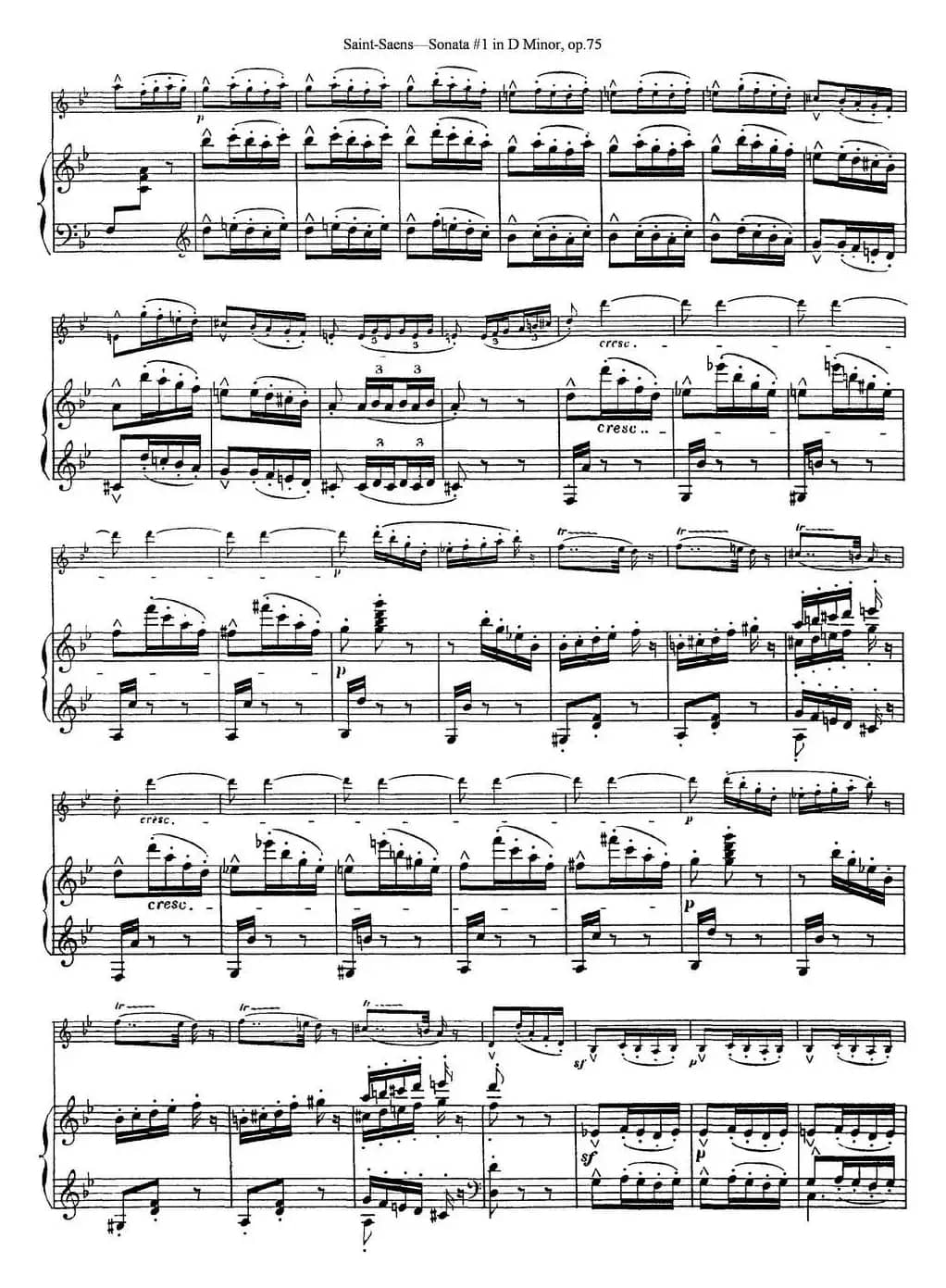 Violin Sonata No.1 in D Minor Op.75（小提琴+钢琴伴奏）
