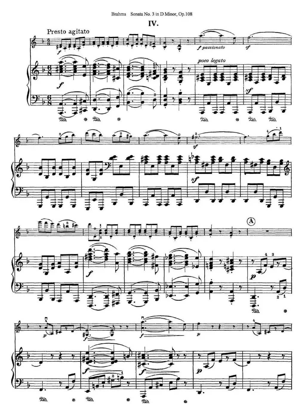 Violin Sonata No.3 in D Minor Op.108（小提琴+钢琴伴奏）