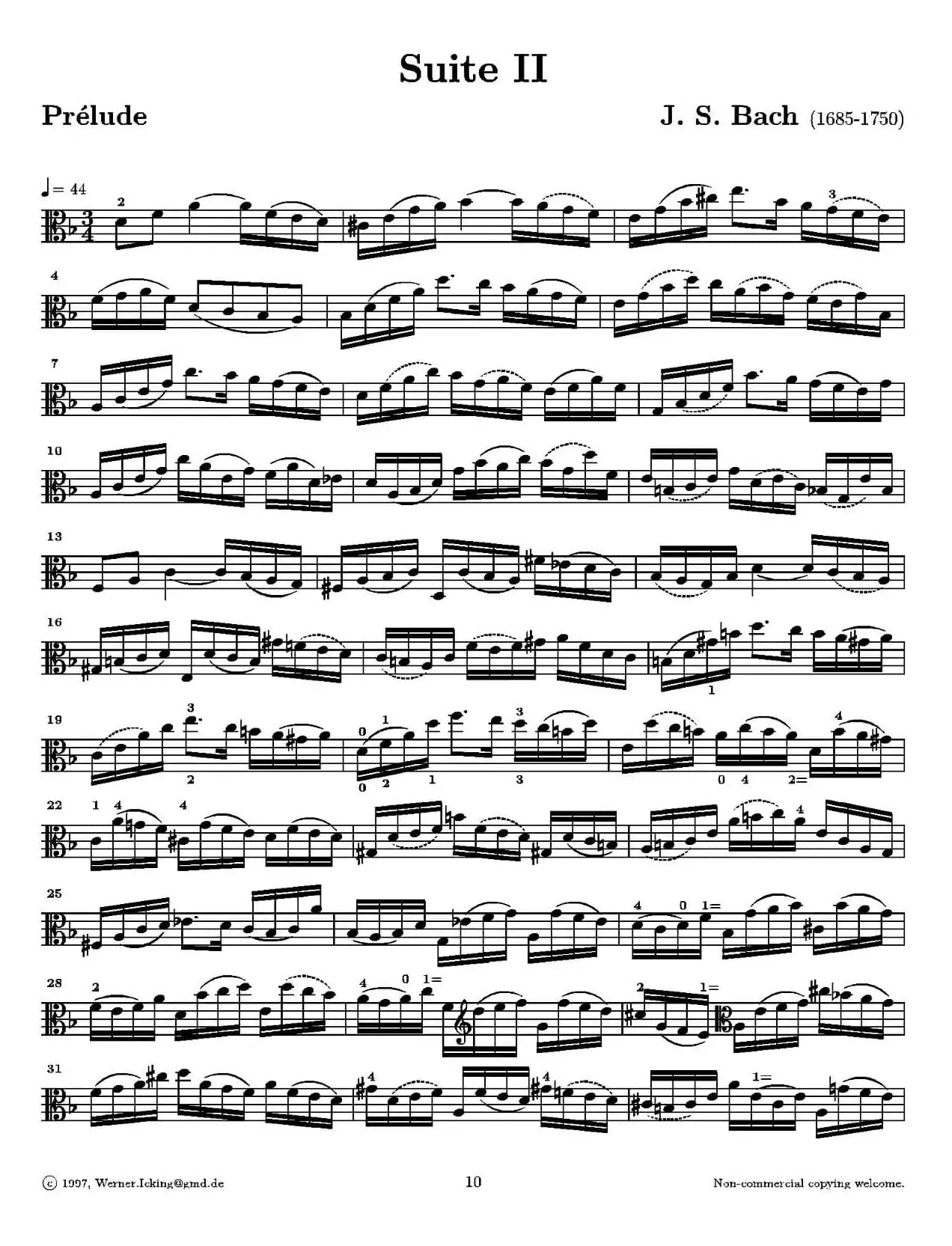 巴赫《无伴奏组曲》Ⅱ（中提琴）