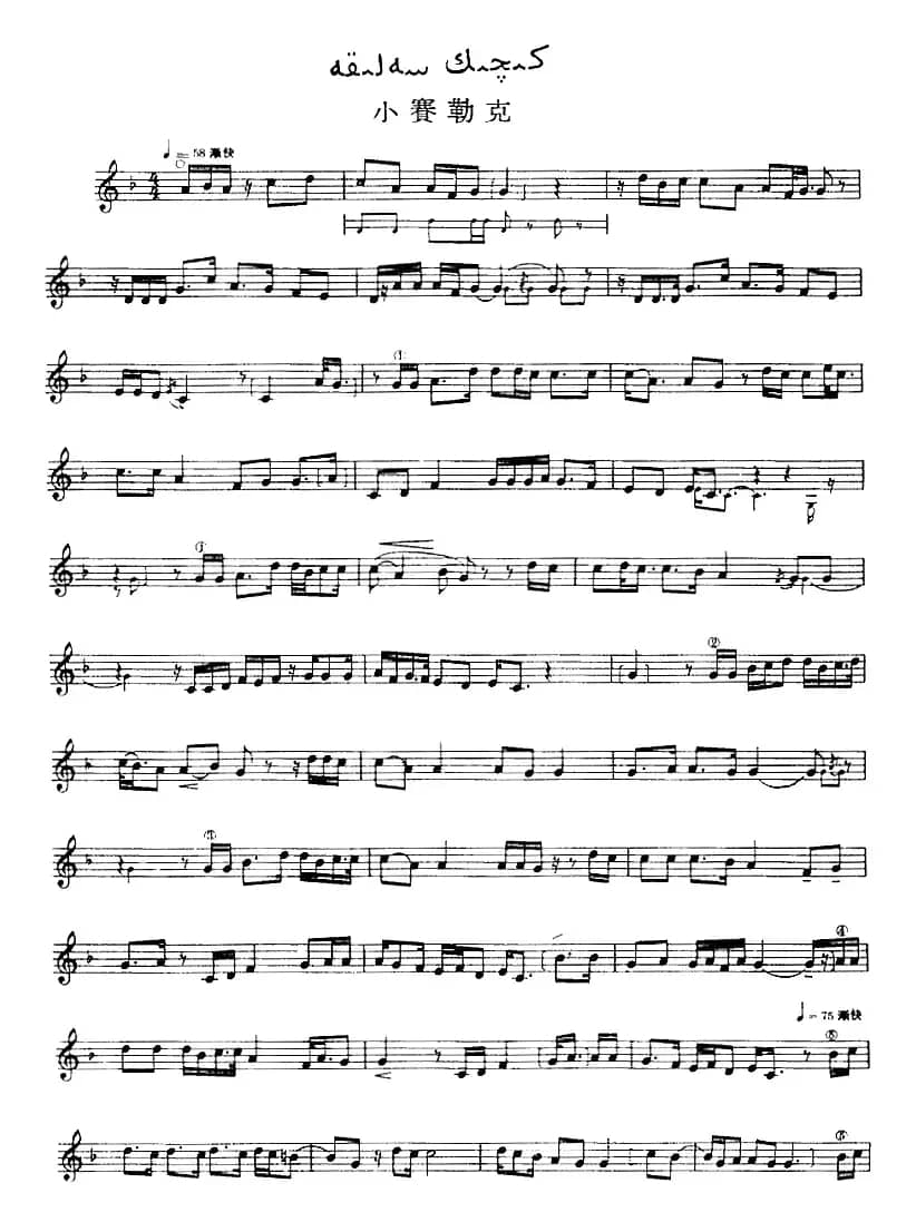 十二木卡姆：Ⅴ 潘吉尕木卡姆 245——254（主旋律谱）