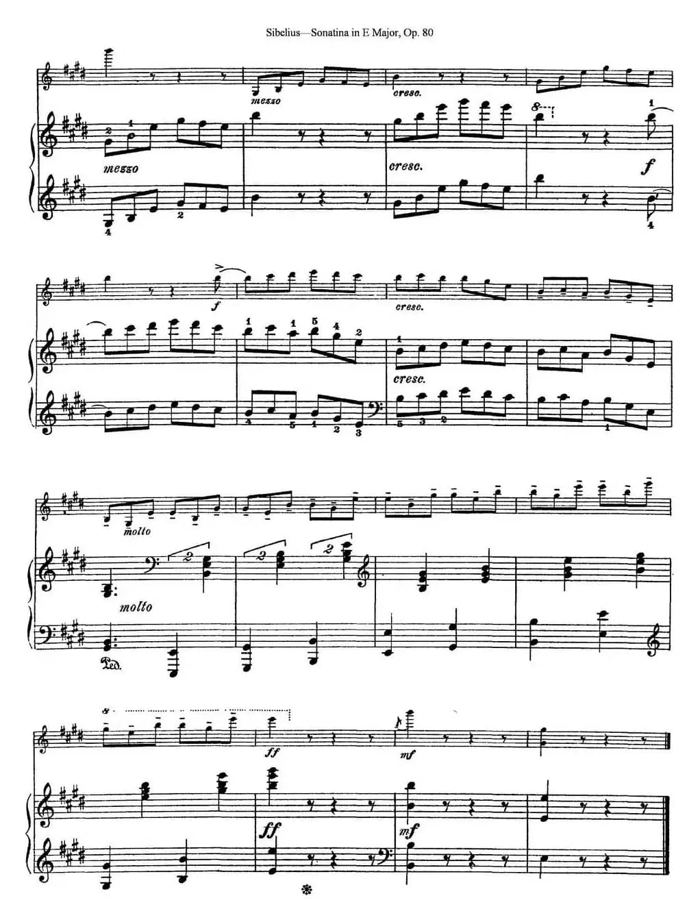 Violin Sonatina in E Major Op.80（小提琴+钢琴伴奏）