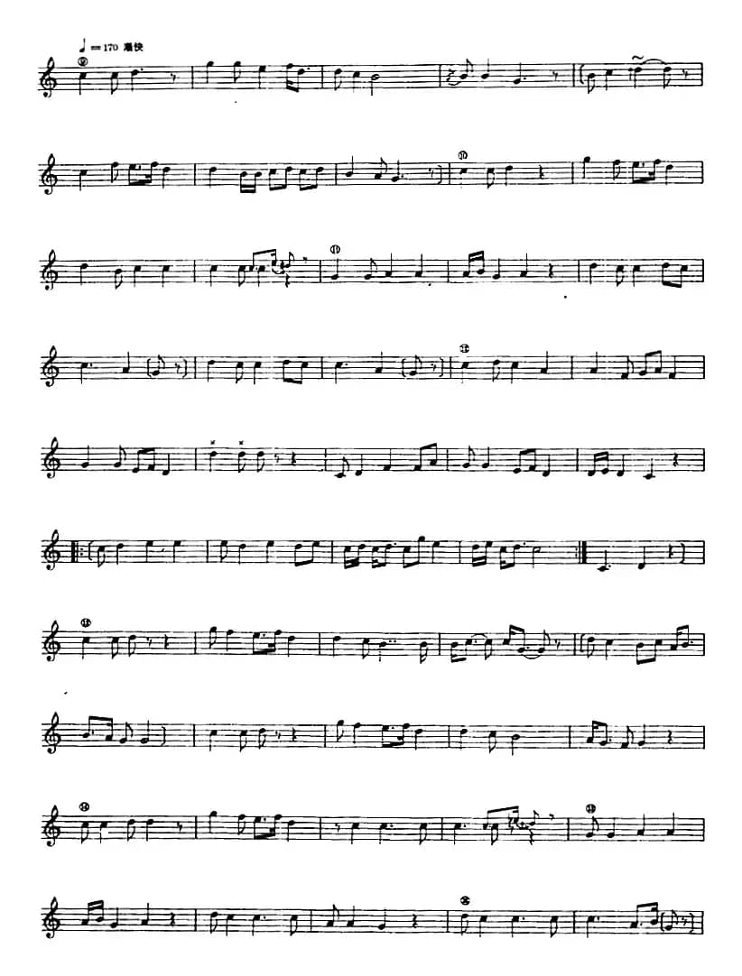 十二木卡姆：Ⅸ 巴雅特木卡姆 431——442（主旋律谱）