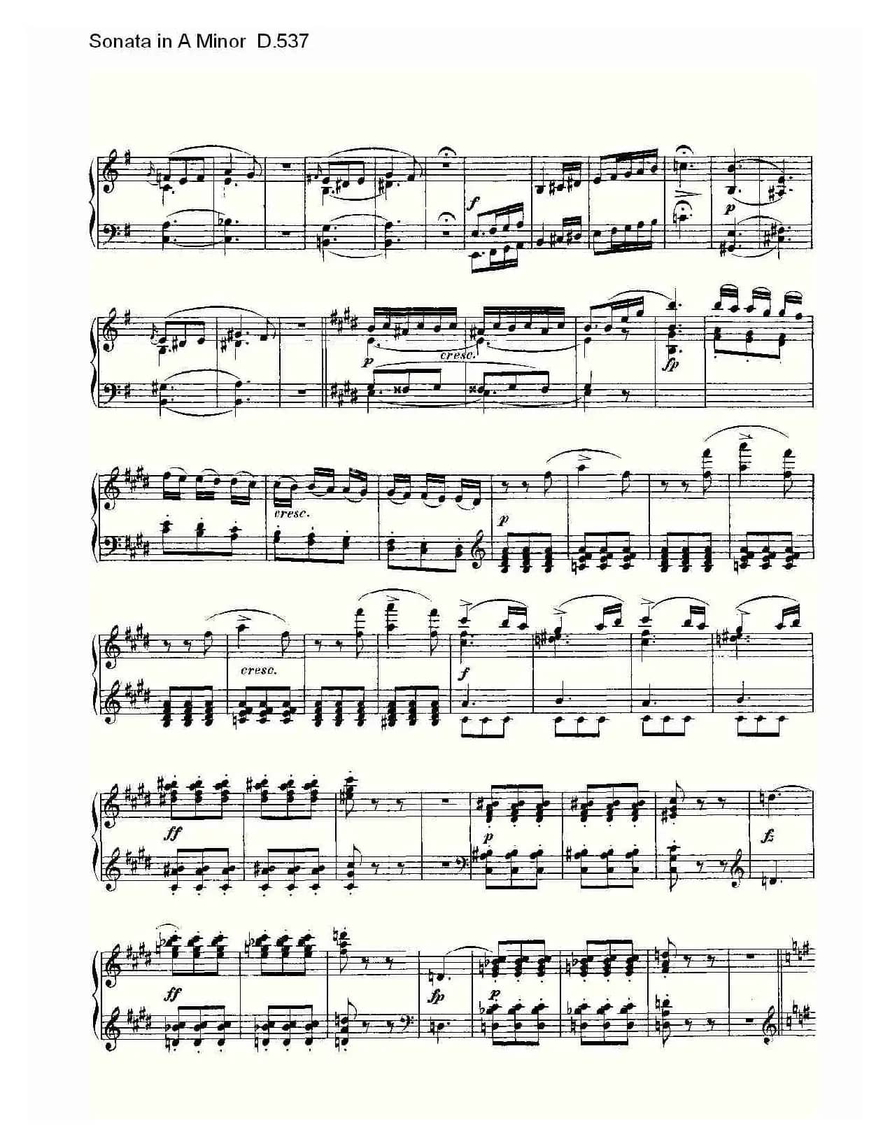 Sonata in A Minor D.537（A小调奏鸣曲 D.537）