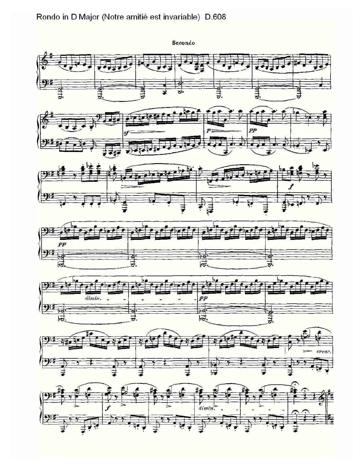 Rondo in D Major（Notre amitié est invariable) D.6）