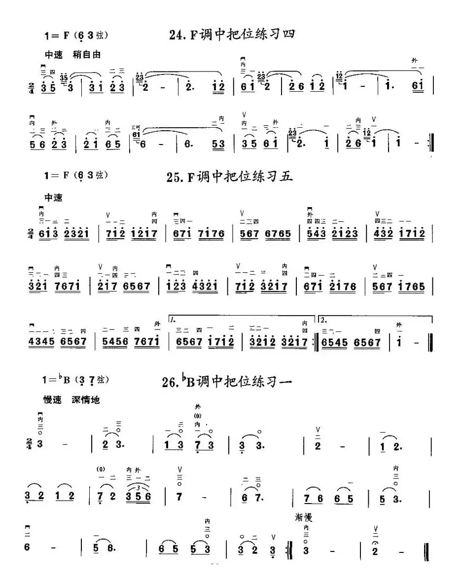 二胡微型练习曲：各调中把位练习