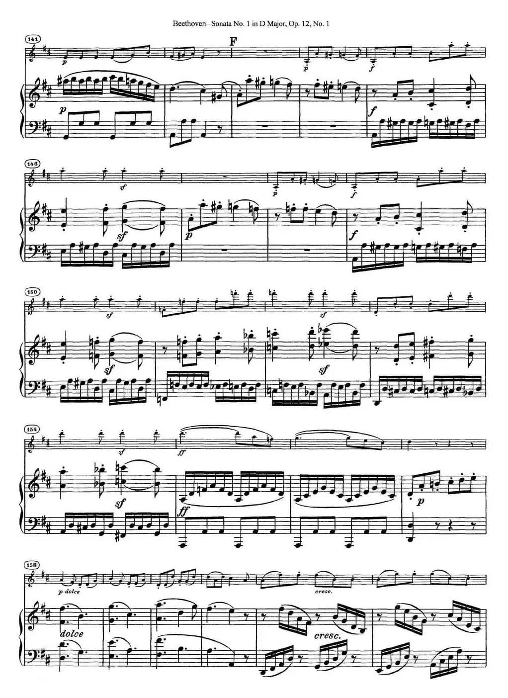 Violin Sonata No.1 in D Major Op.12 No.1（小提琴+钢琴伴奏）
