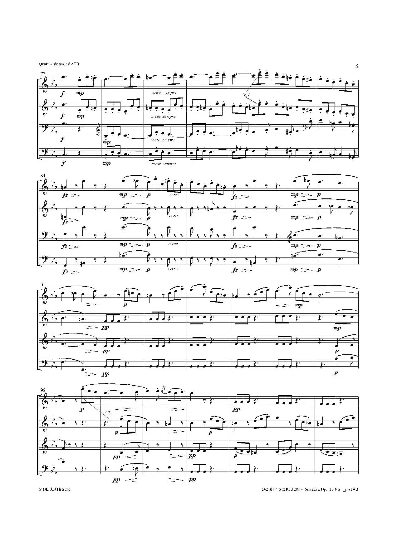 Sonatine Op.137 No 1（四重奏总谱）