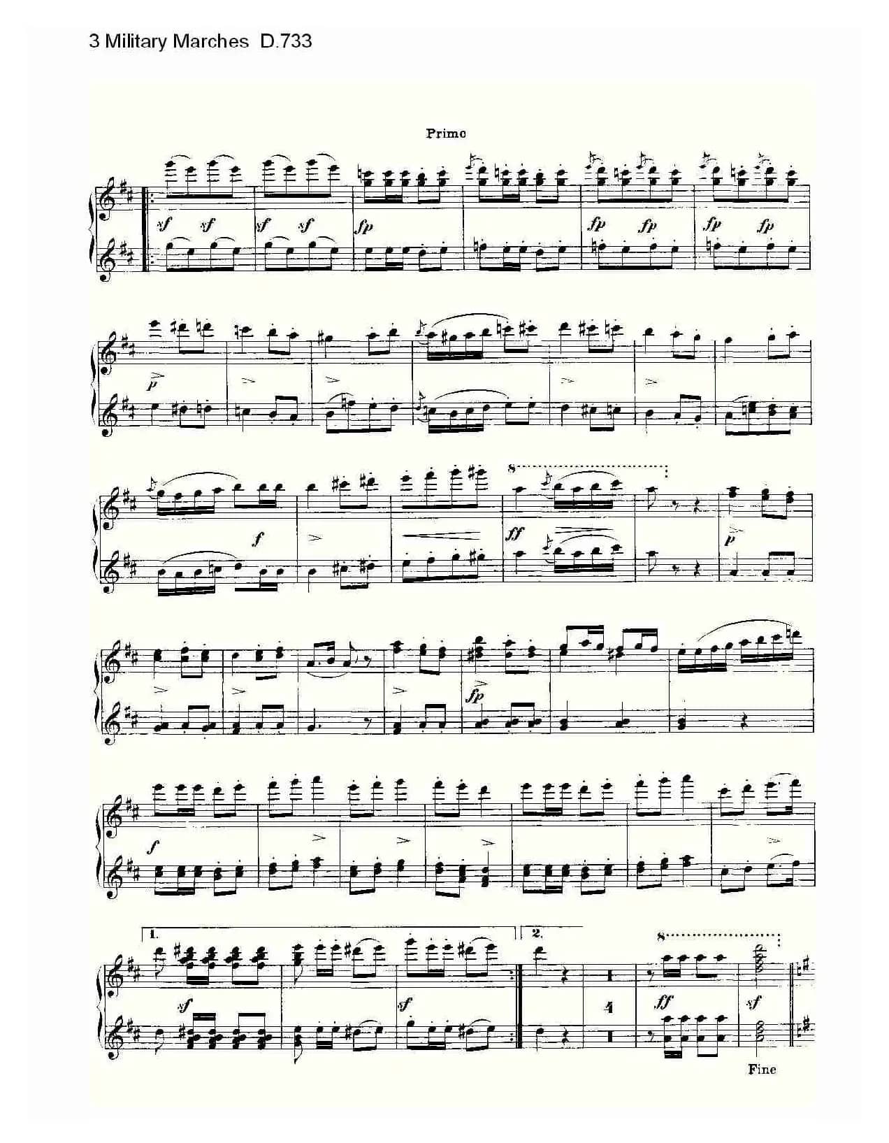 3 Military Marches D.733（3 士兵进行曲 D.733）