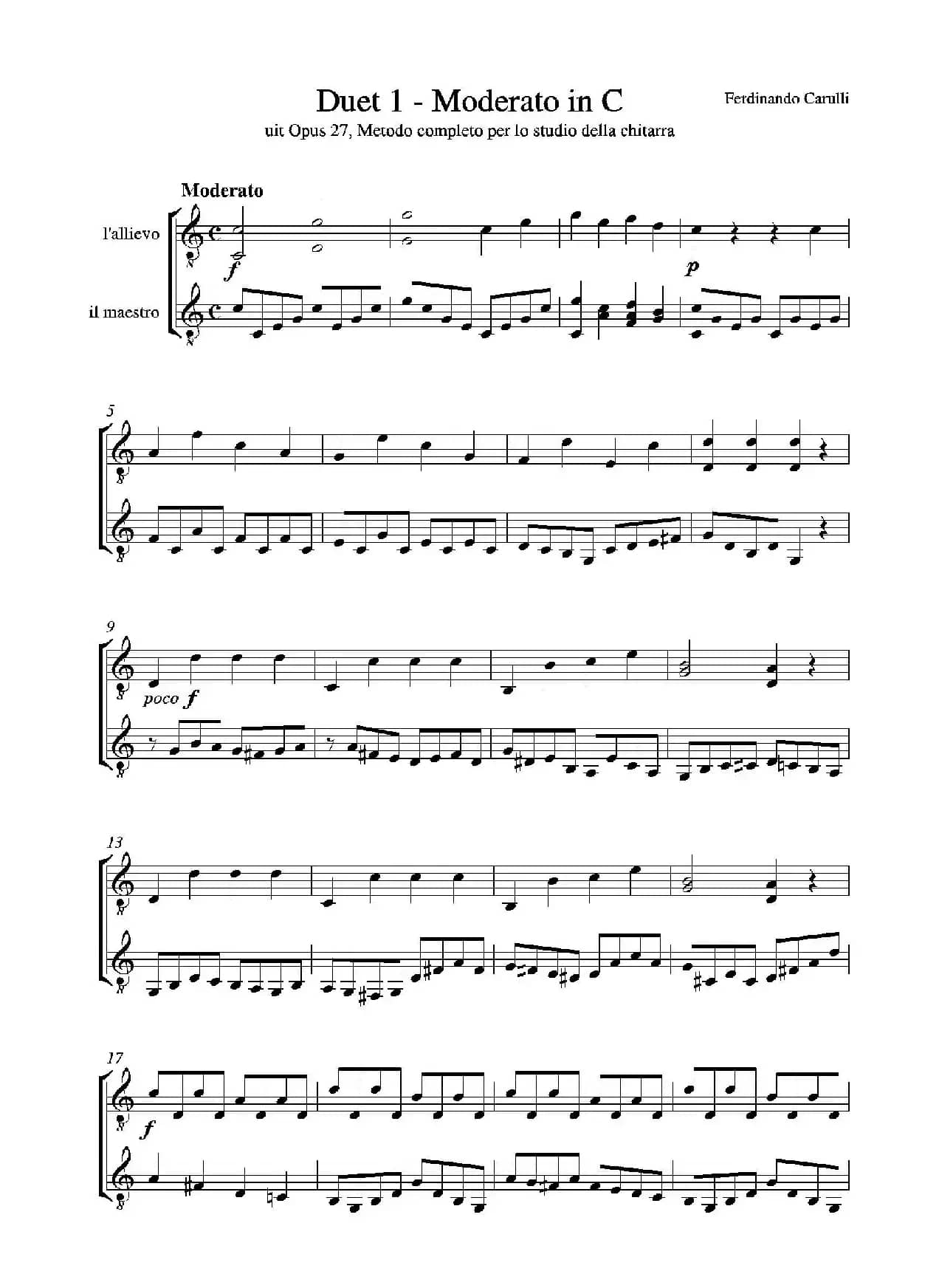 Metodo Completo Op.27-3（古典吉他二重奏练习·1）