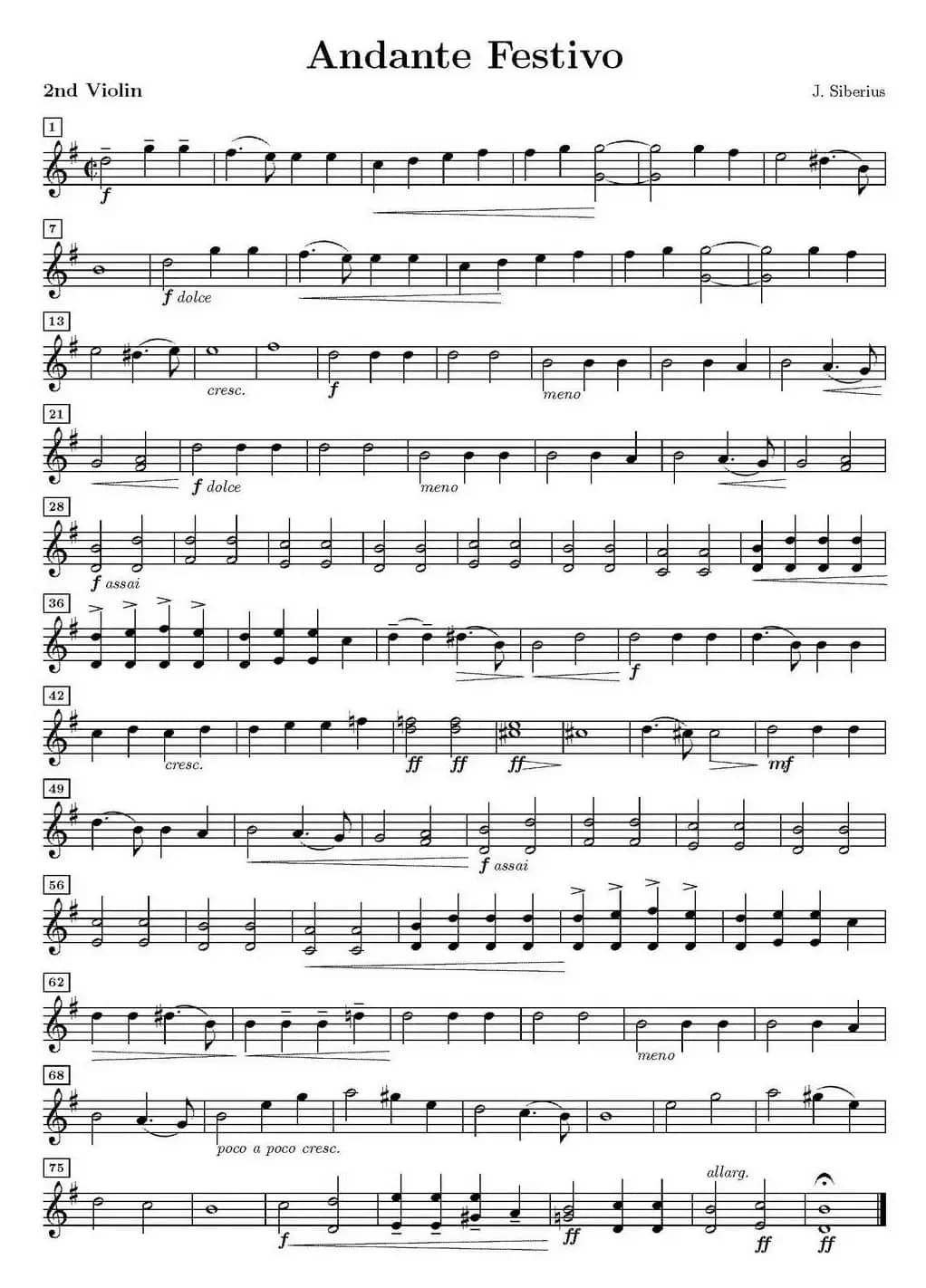Andante Festivo（活泼的行板、第二小提琴分谱）