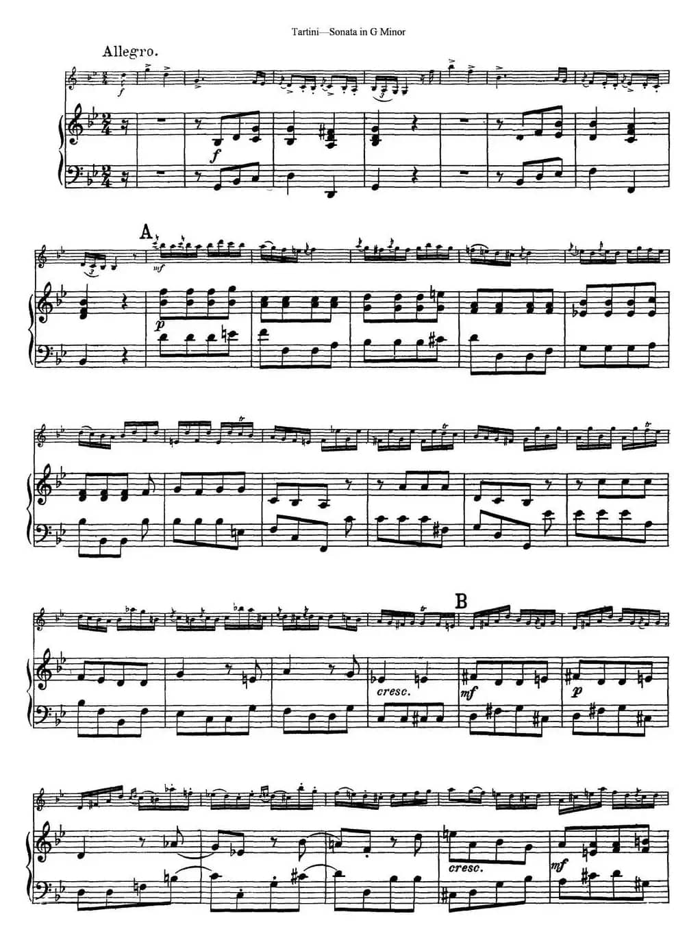 Violin Sonata in G Minor（The Devil's Trill）（小提琴+钢琴伴奏）