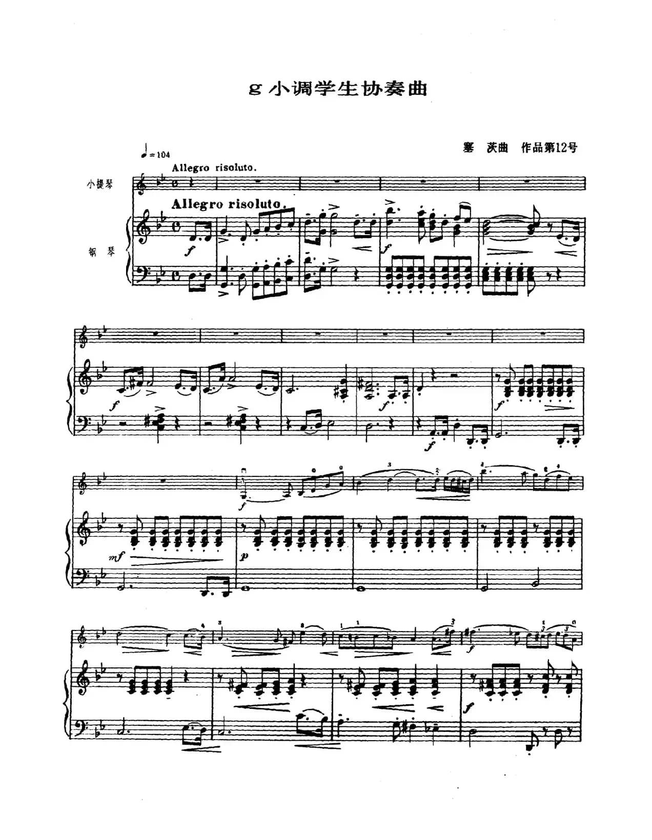 g小调学生协奏曲（塞茨作品第12号）
