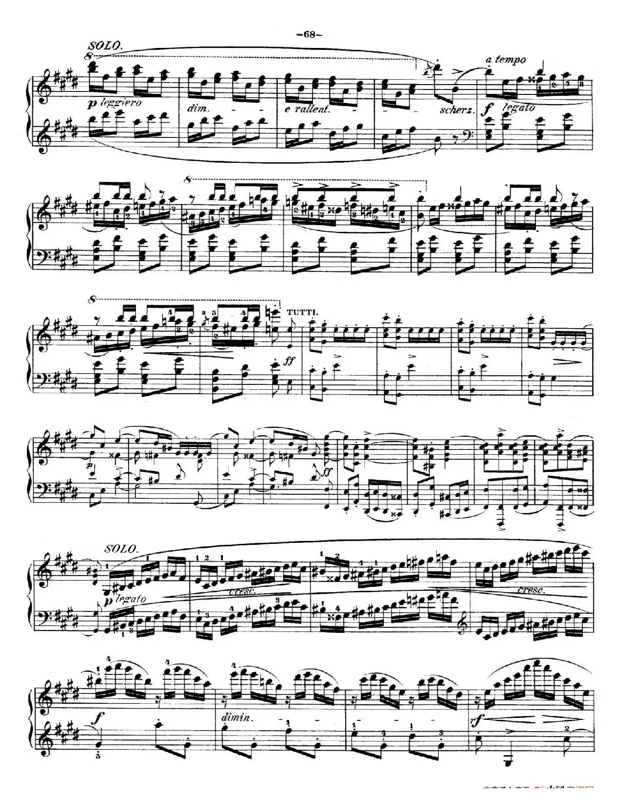 e小调第一钢琴协奏曲 Op.11((钢琴独奏版·第三乐章)