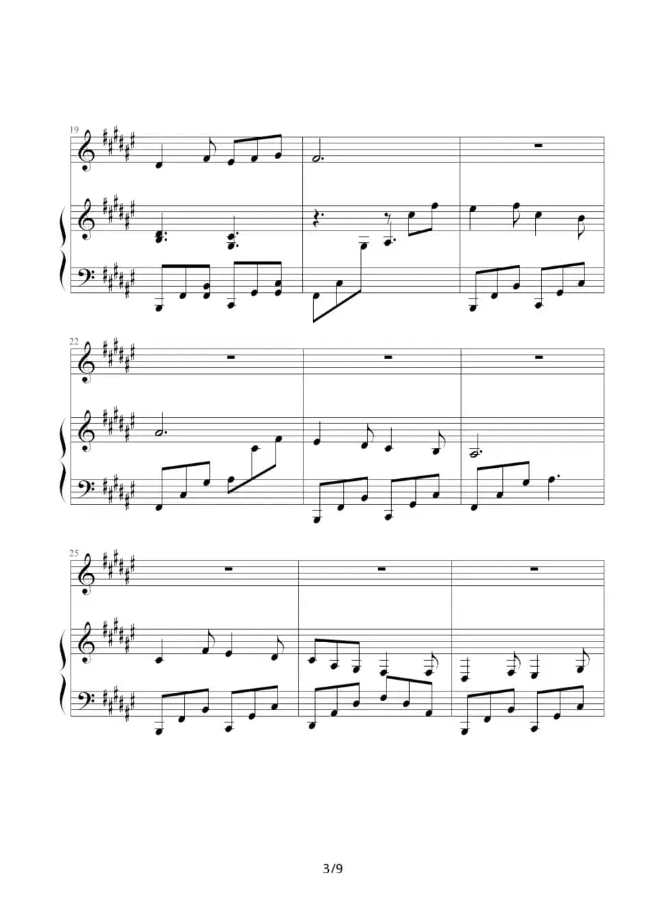 过云雨（钢琴伴奏谱、昨天 记谱制谱版）