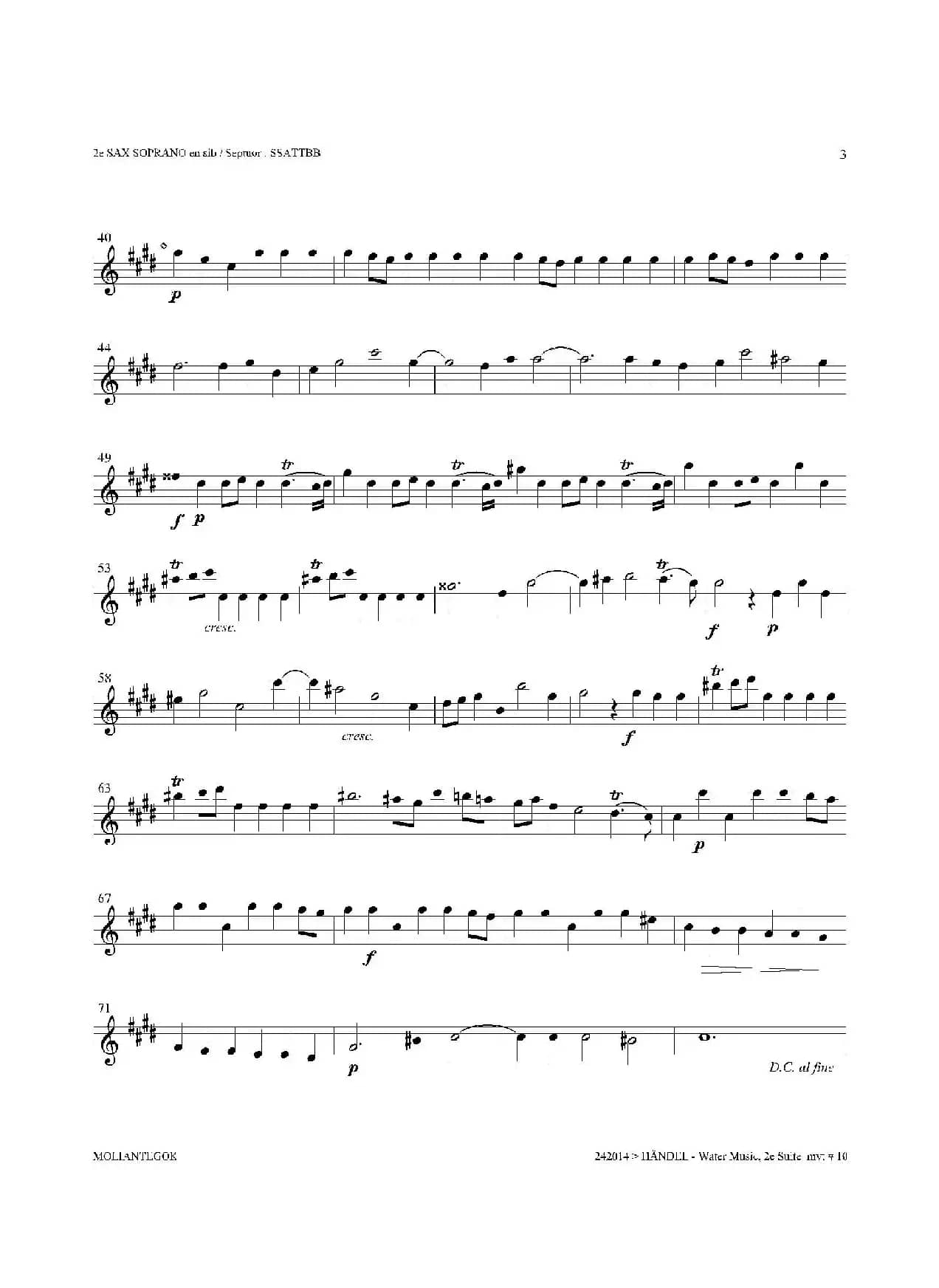 Water Music（HWV.349 No.2）（第二高音萨克斯）