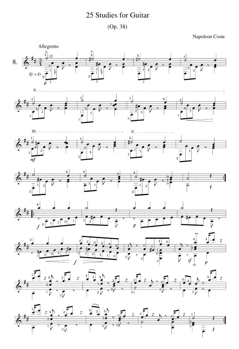 Napoleon Coste《25 Studies,Op.38》（STUDY 8）