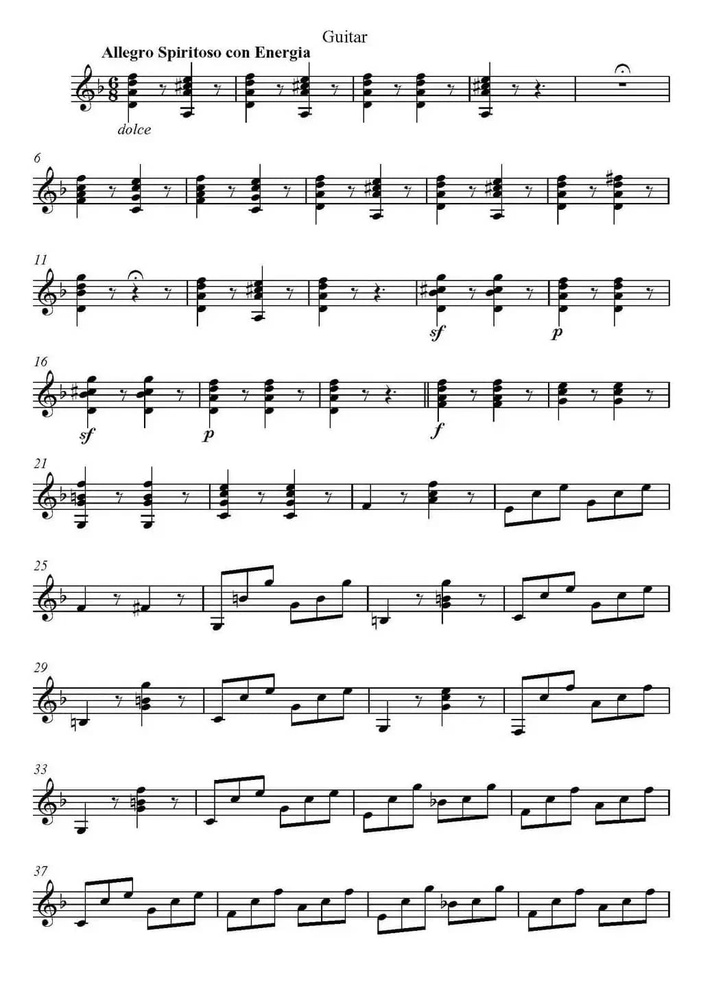 帕格尼尼六首《小提琴和吉他二重奏》 (M.S.110)（吉他分谱）