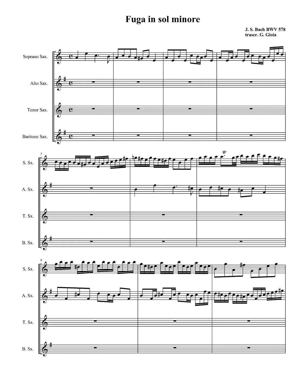 Fuga in sol minore （四重奏）