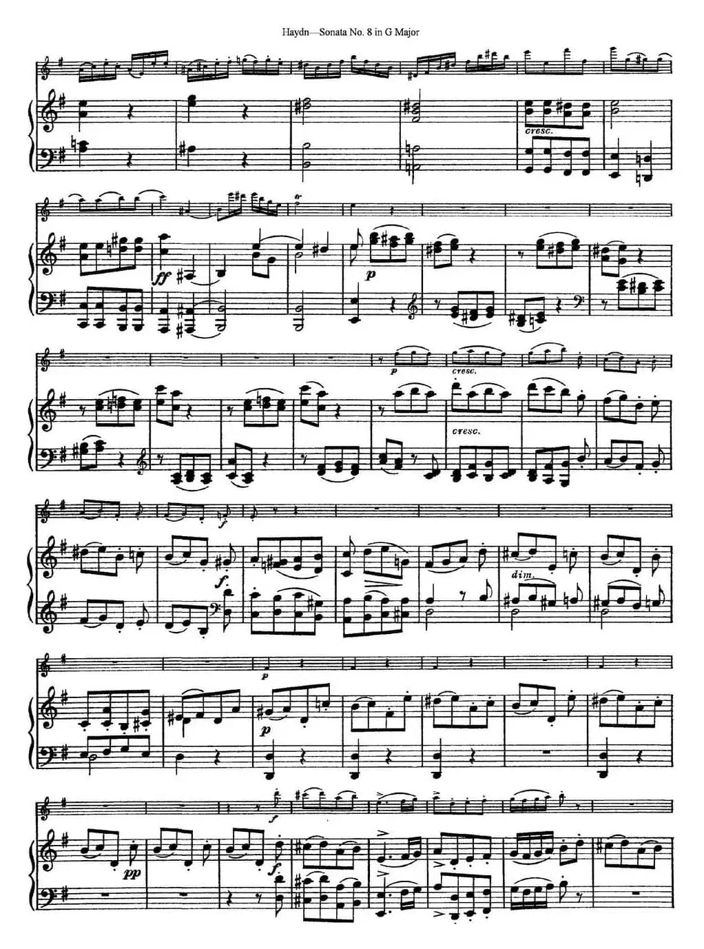 Violin Sonata No.8 in G Major（小提琴+钢琴伴奏）