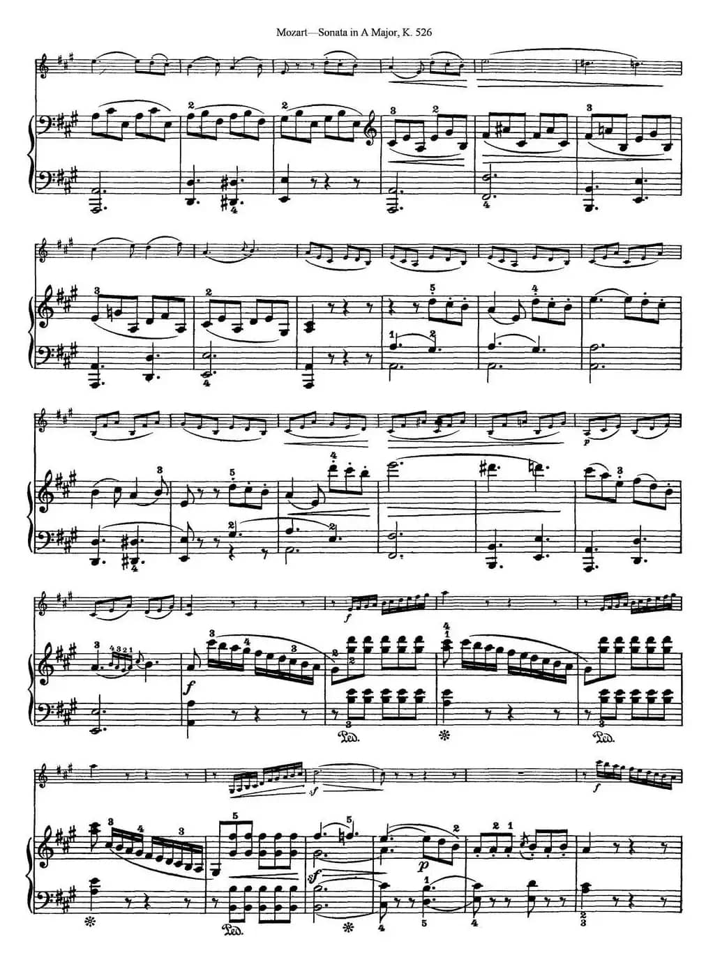 Violin Sonata in A Major K.526（小提琴+钢琴伴奏）