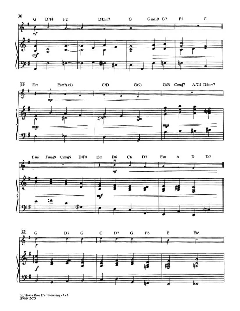 LO,HOW A ROSE E'ER BLOOMING（钢琴伴奏）