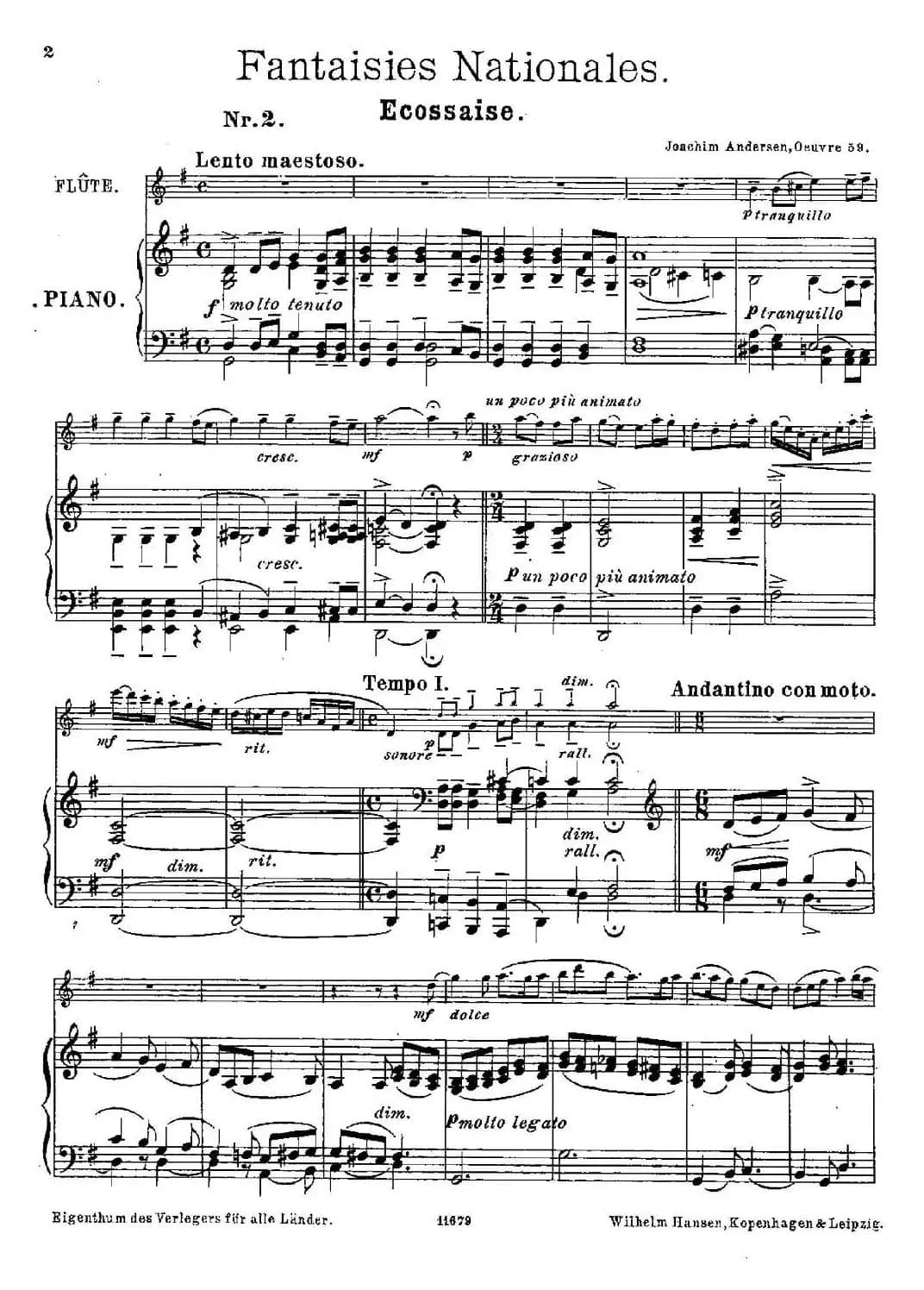 Fantaisies nationales. Ecossais. （Op.59 No.2）（长笛+钢琴伴奏）