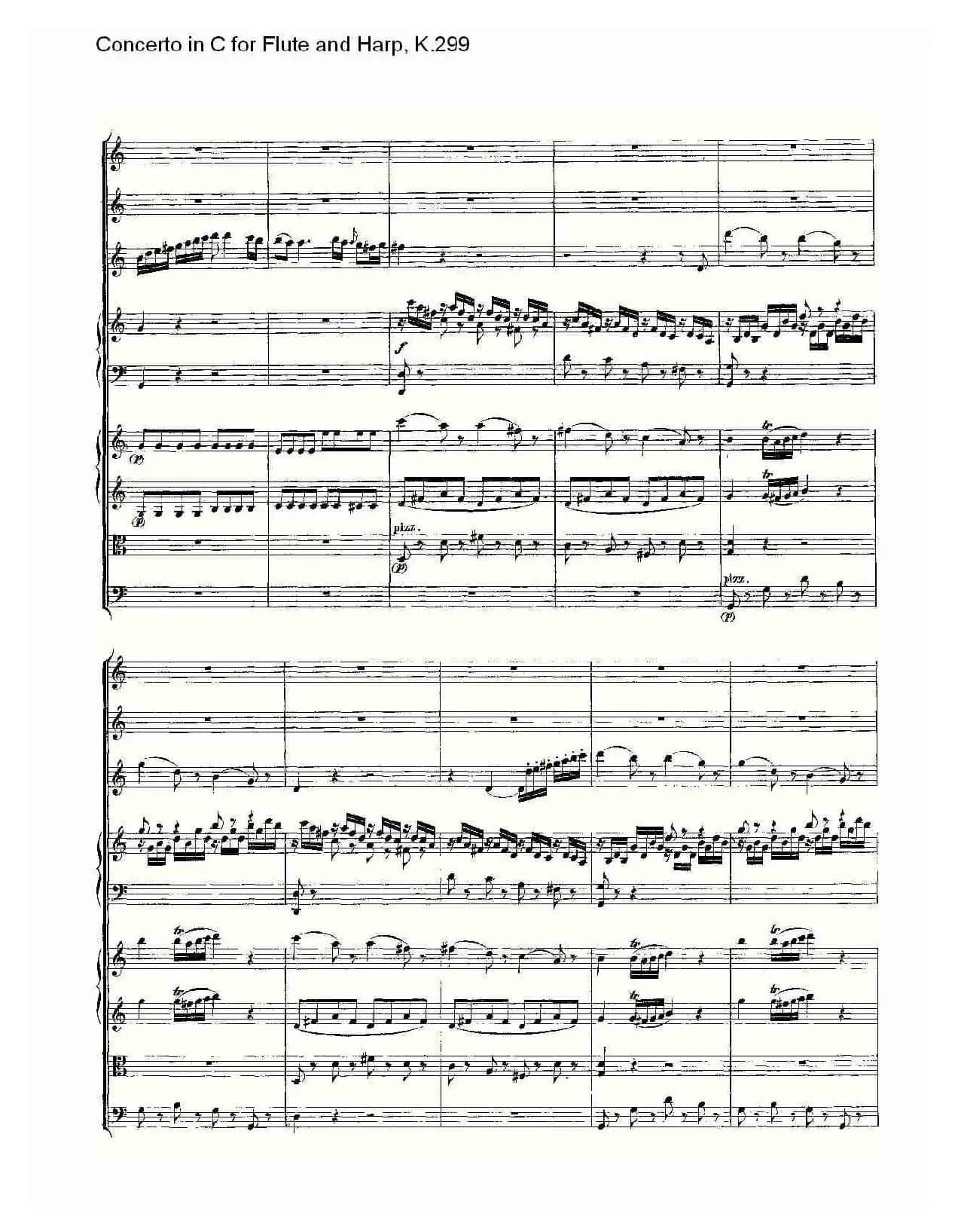C调长笛与竖琴协奏曲, K.299（一）