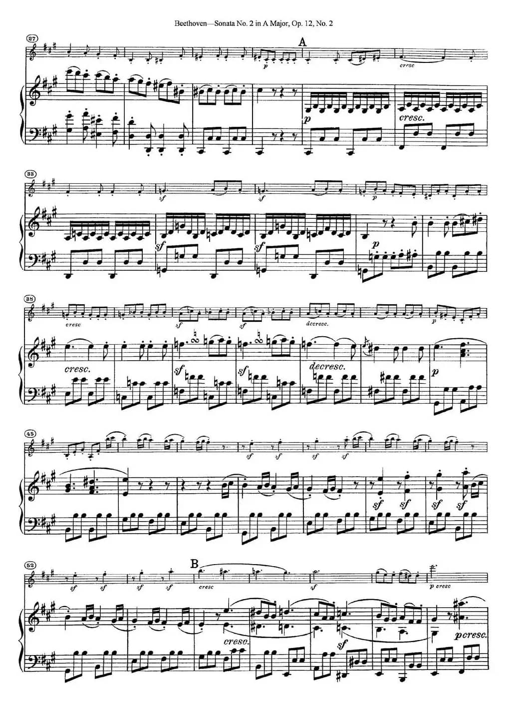 Violin Sonata No.2 in A Major Op.12 No.2（小提琴+钢琴伴奏）