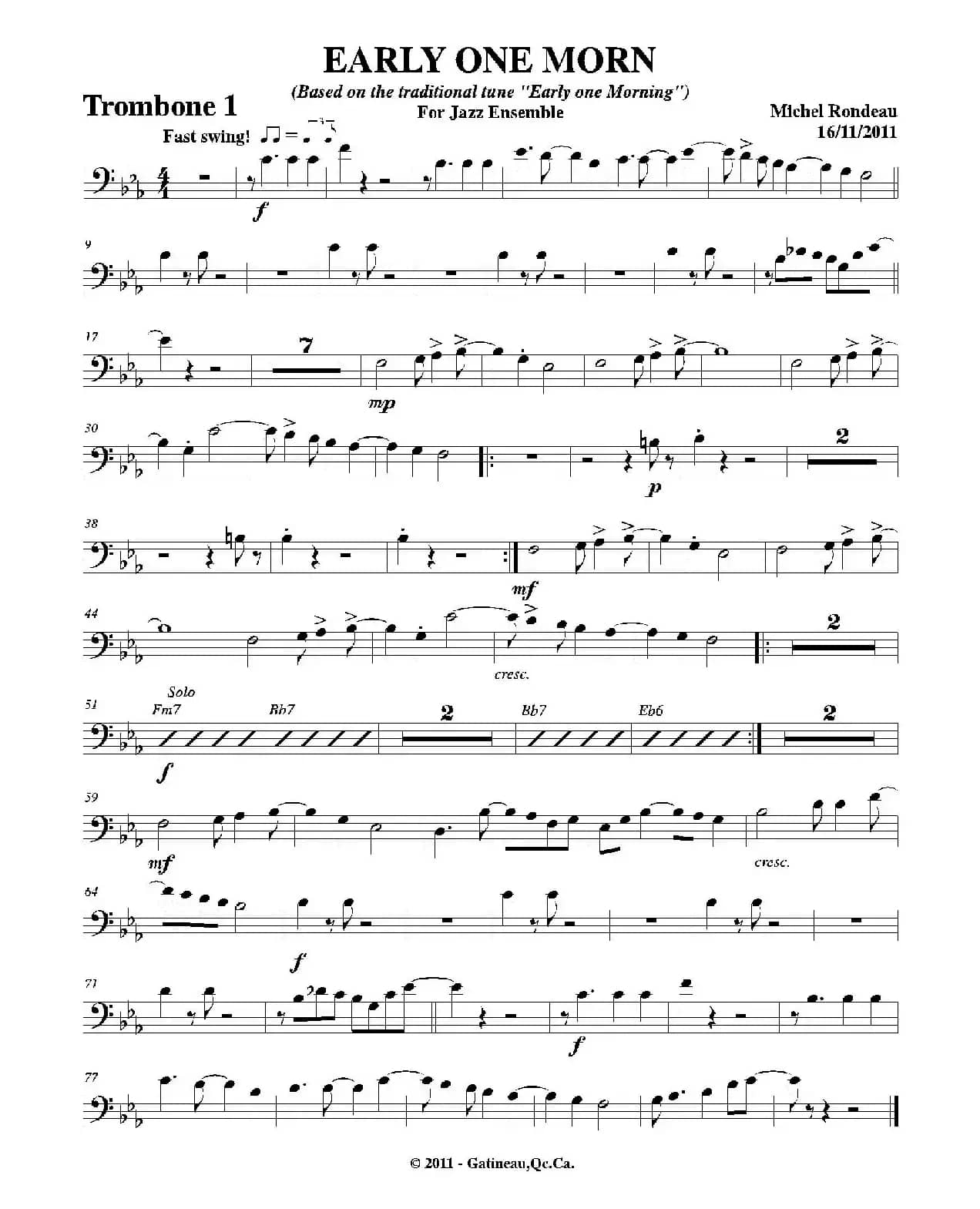 EARLY ONE MORN（第一长号分谱）