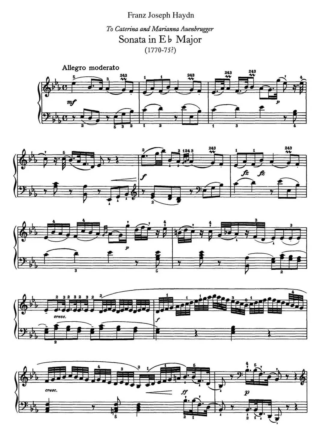 海顿 钢琴奏鸣曲 Hob XVI 38 in E-flat major