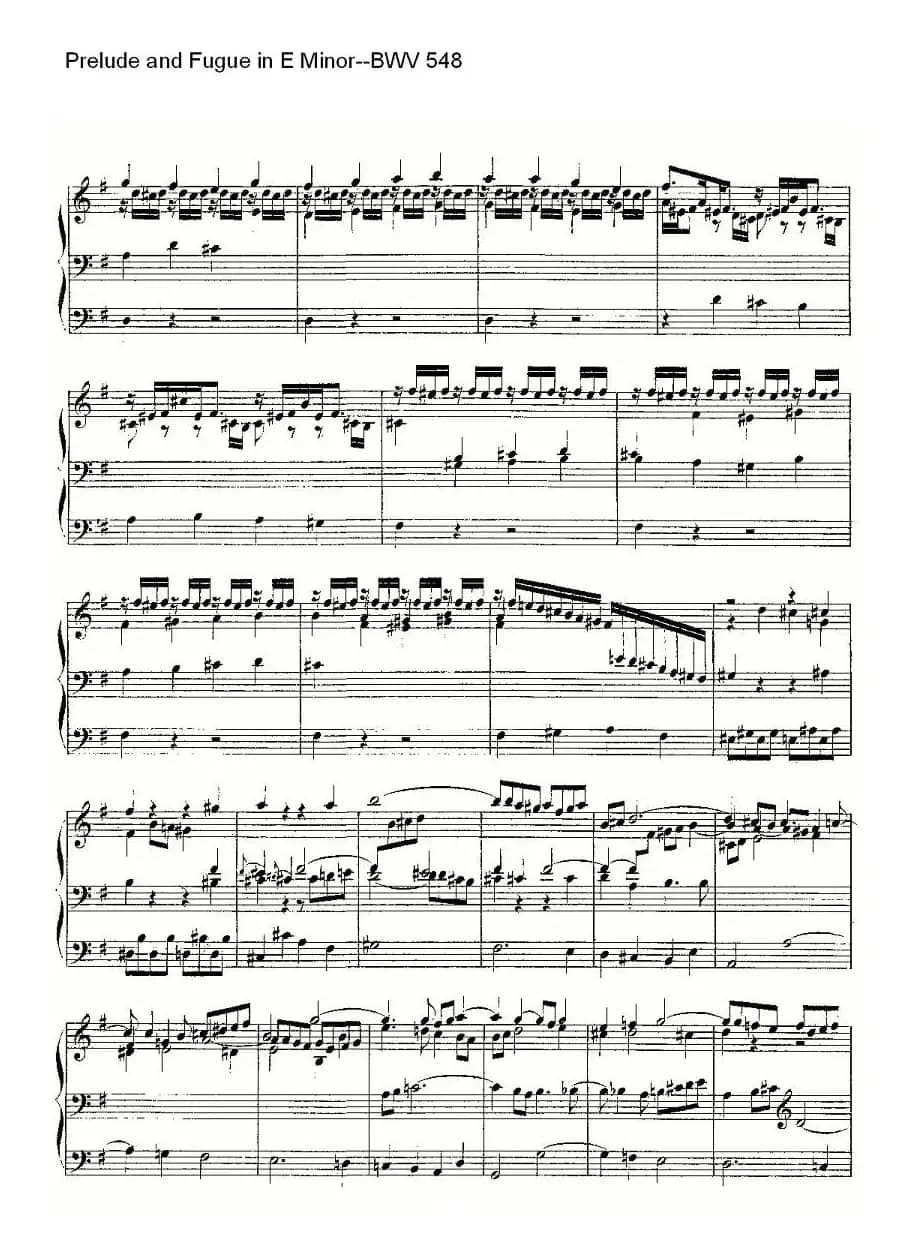 Prelude and Fugue in E Minor--BWV 548 (管风琴谱)