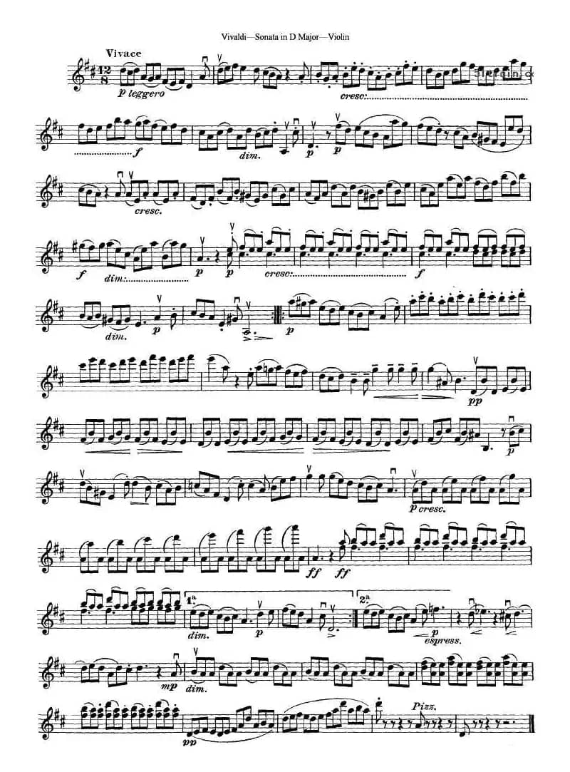 维瓦尔第D大调小提琴奏鸣曲