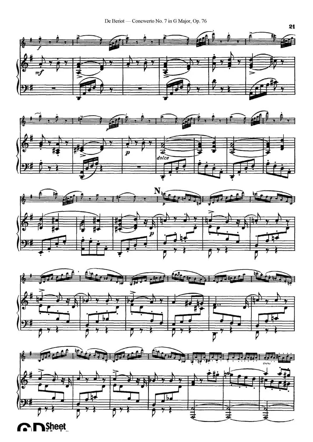 G大调第七协奏曲（Concerto No.7 in G Major）Op.76（小提琴+钢琴伴奏）