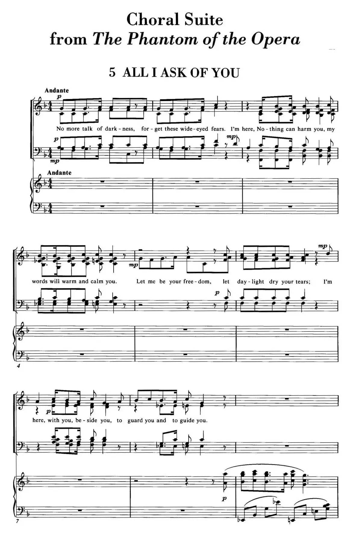 Choral Suite from The Phantom of the Opera（5 ALL I ASK OF YOU、四重奏）