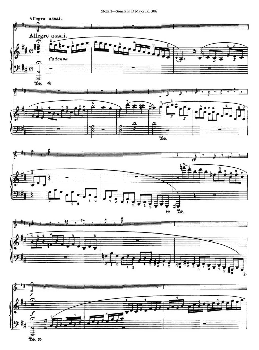 Violin Sonata in D Major K.306（小提琴+钢琴伴奏）