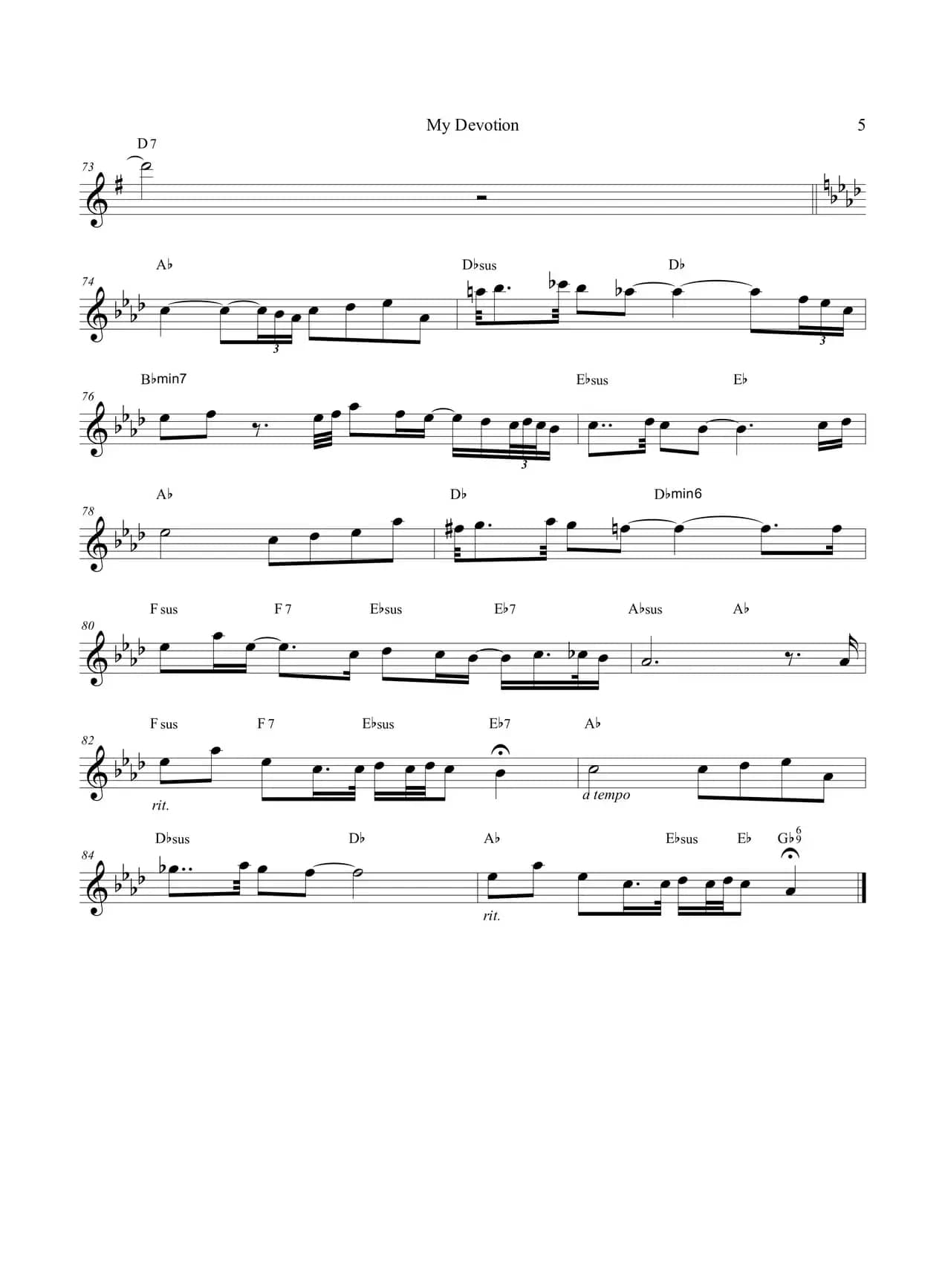 My Devotion（次中音萨克斯）