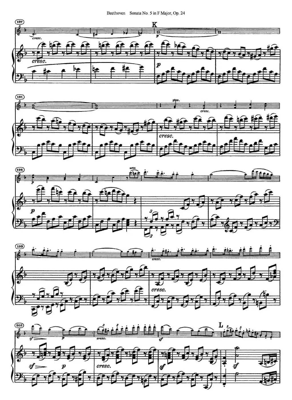 Violin Sonata No.5 in F Major Op.24（小提琴+钢琴伴奏）