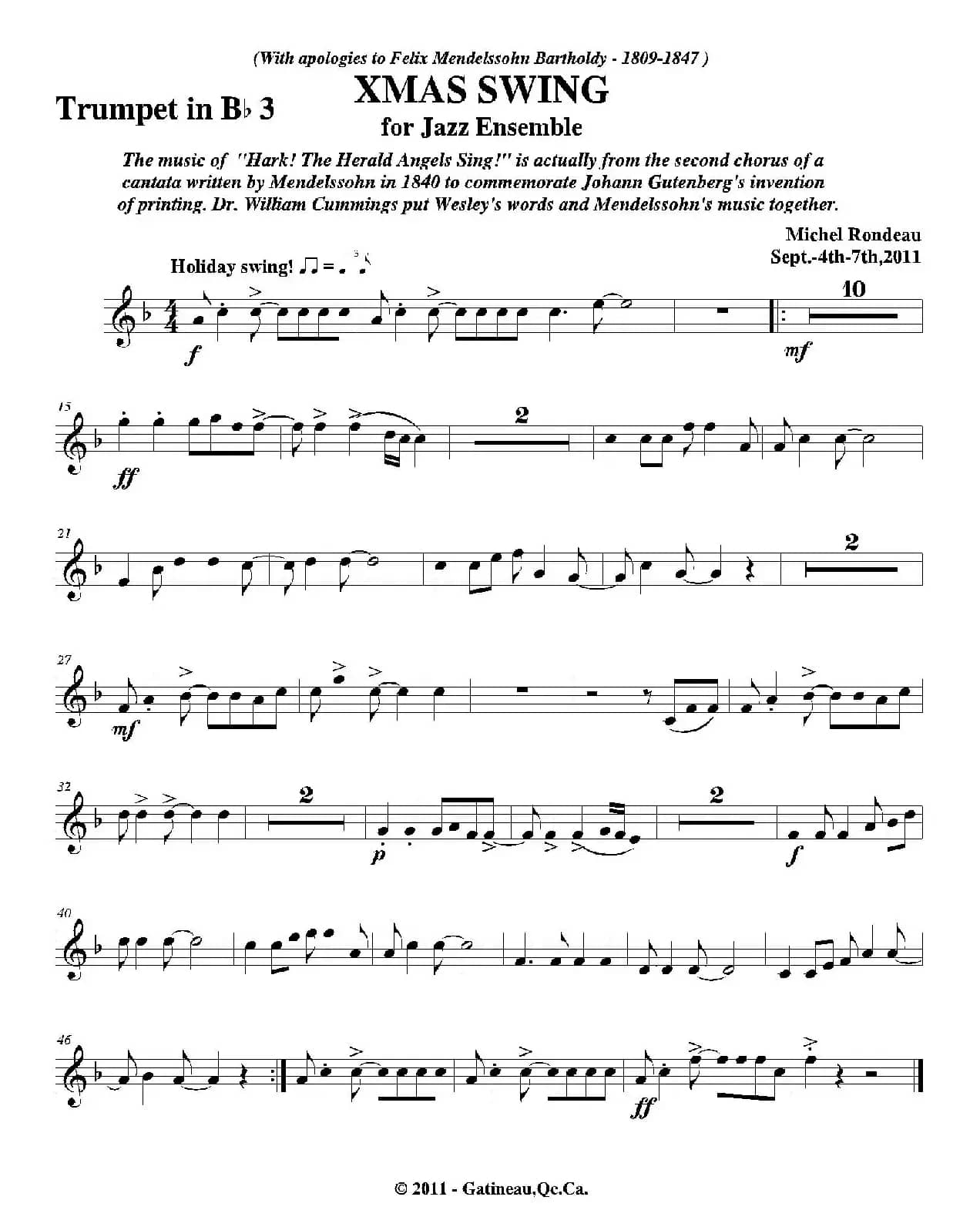 XMAS SWING（第三降B小号分谱）