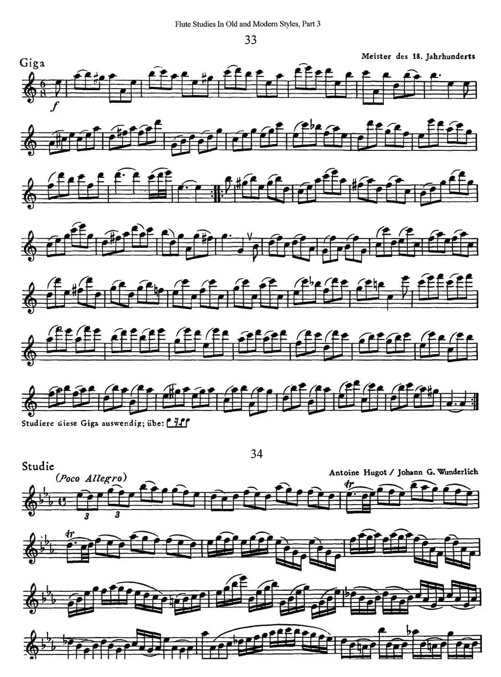 斯勒新老风格长笛练习重奏曲（第三部分）（NO.33-NO.35）