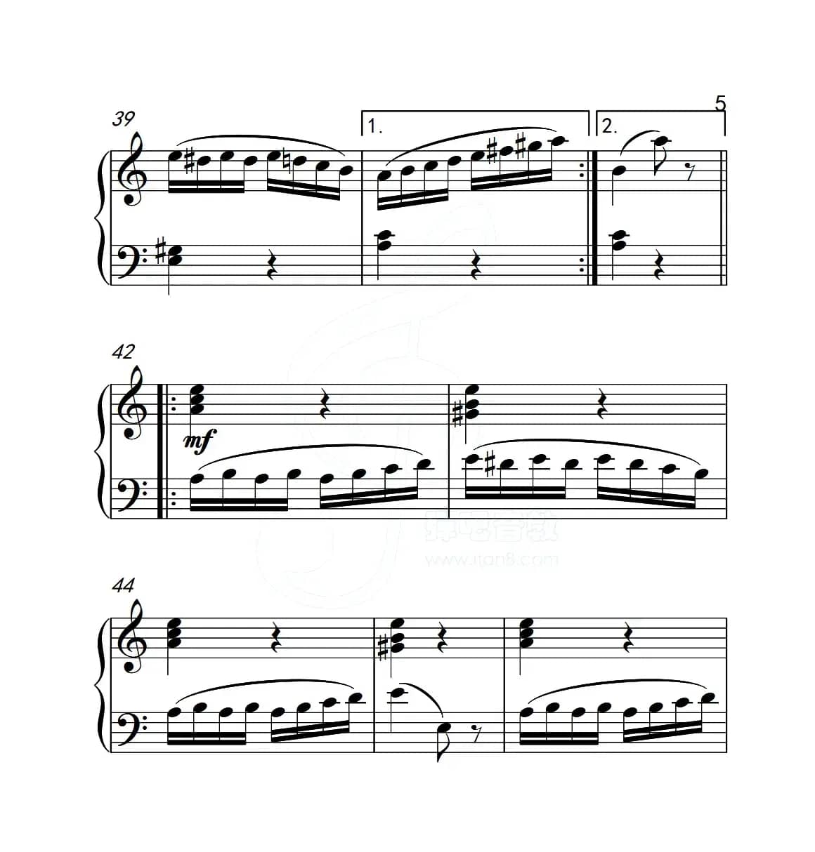 第五级A组 帕格尼尼主题变奏曲（选段）（中国音乐学院钢琴考级作品1~6级）