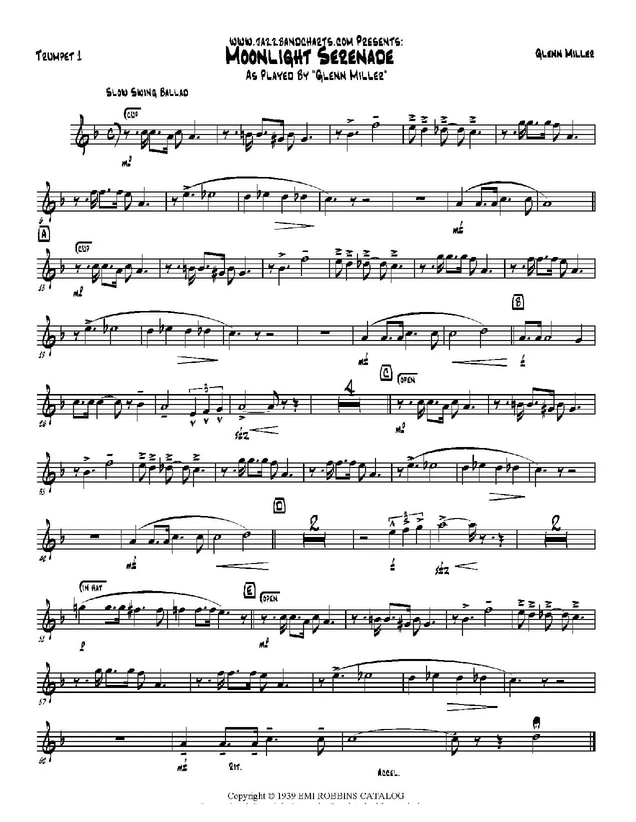 Moonlight Serenade（小号分谱）