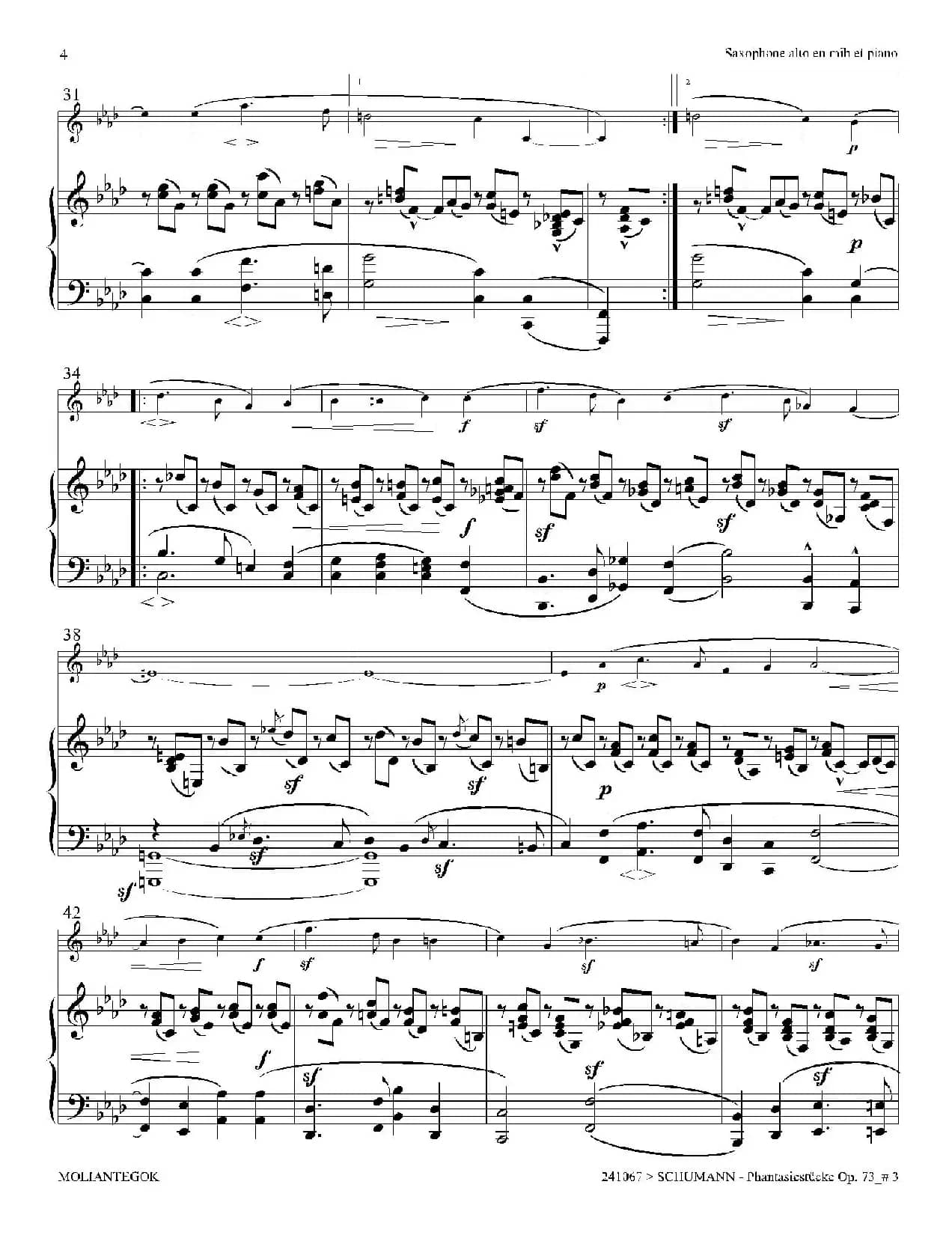 舒曼幻想曲三首 Op73（Ⅲ）（中音萨克斯+钢琴伴奏）