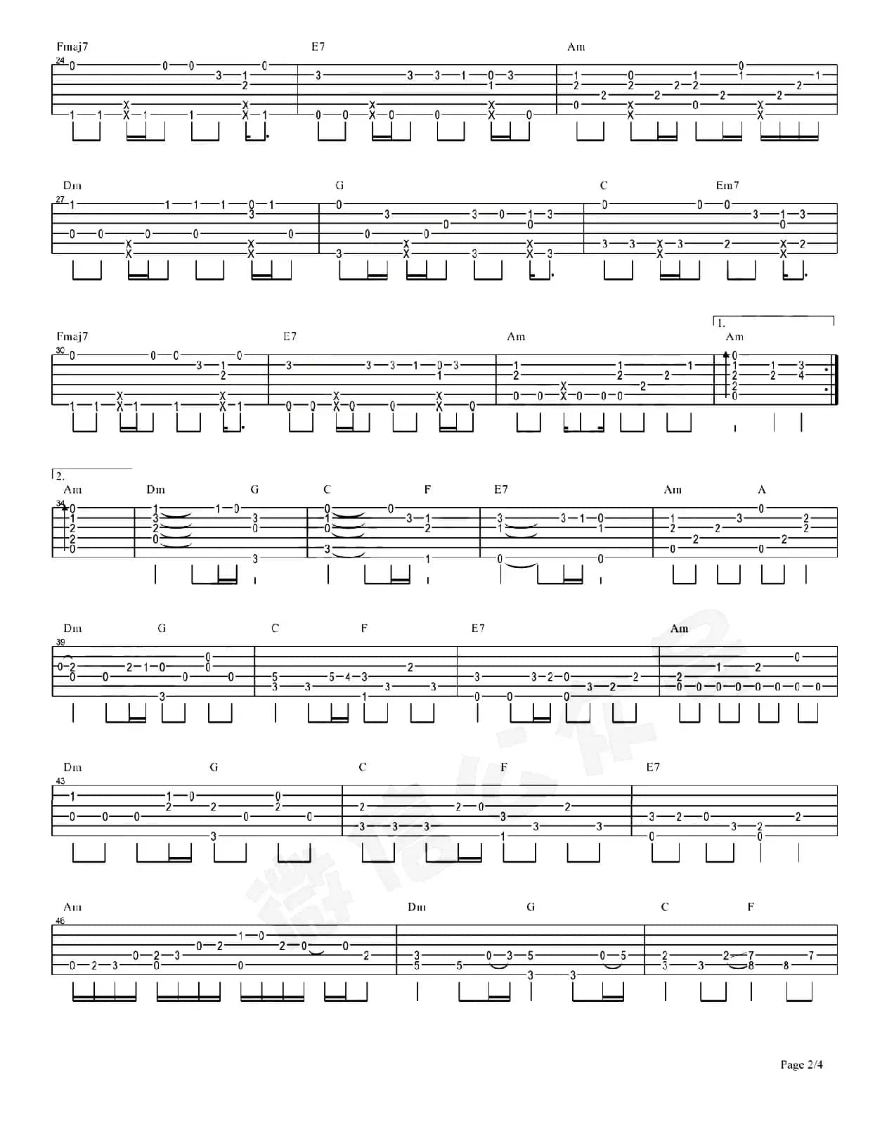 冷雨夜（指弹谱）