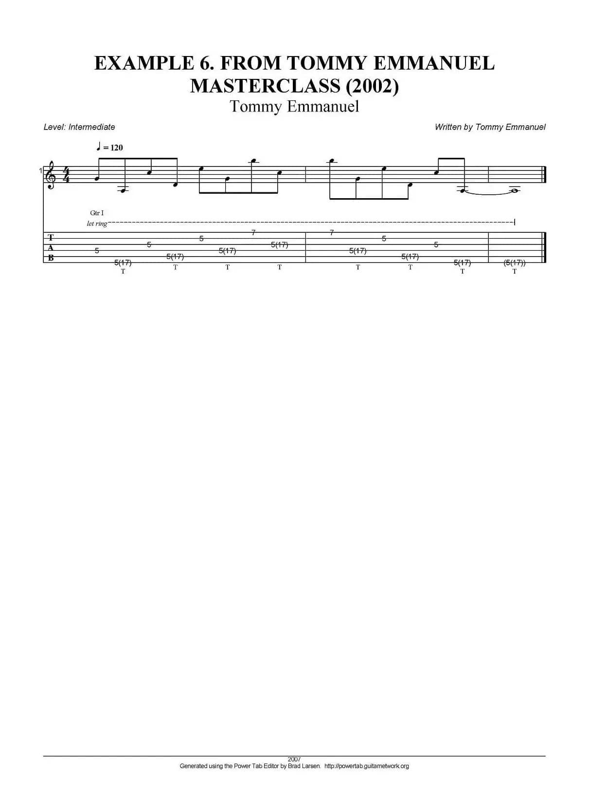 tommy emmanuel：masterclass example-6（指弹吉他）