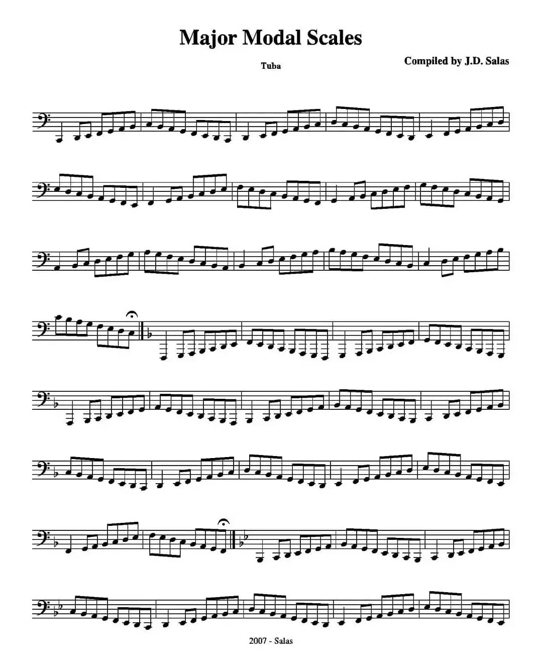 Major Modal Scales - Tuba（大号练习教材选曲）