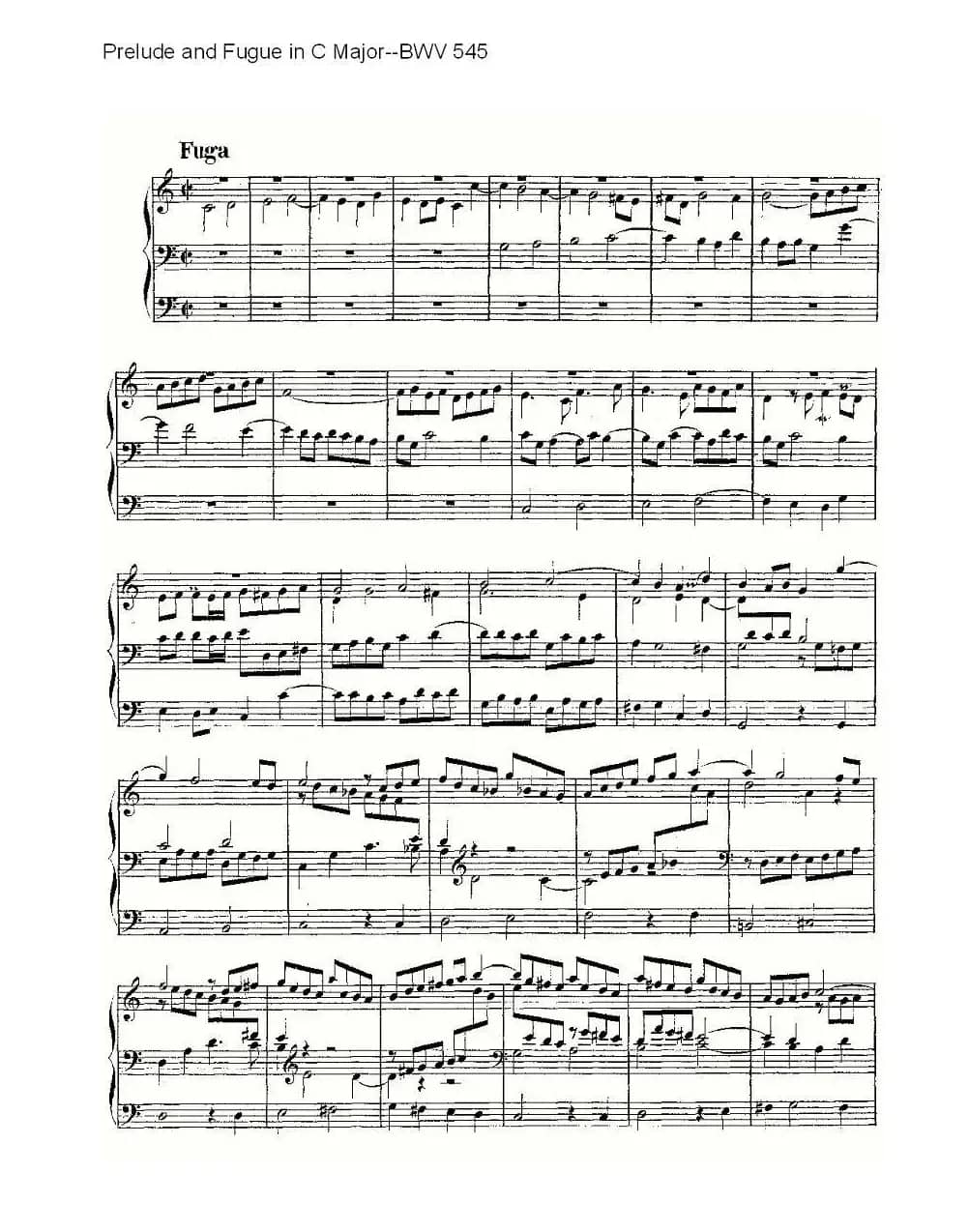  Prelude and Fugue in C Major--BWV 545 （管风琴谱）