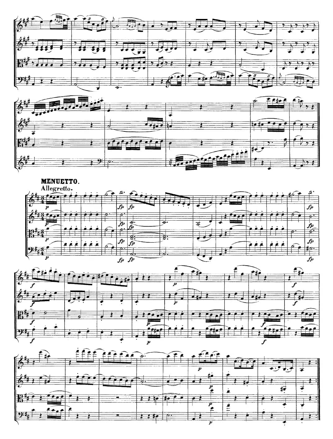 Mozart《Quartet No.21 in D Major,K.575》（总谱）