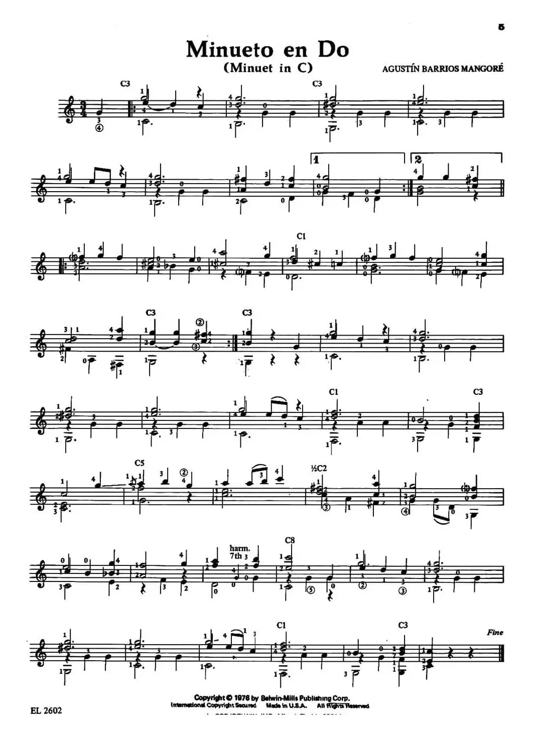 Minueto en Do（古典吉他）