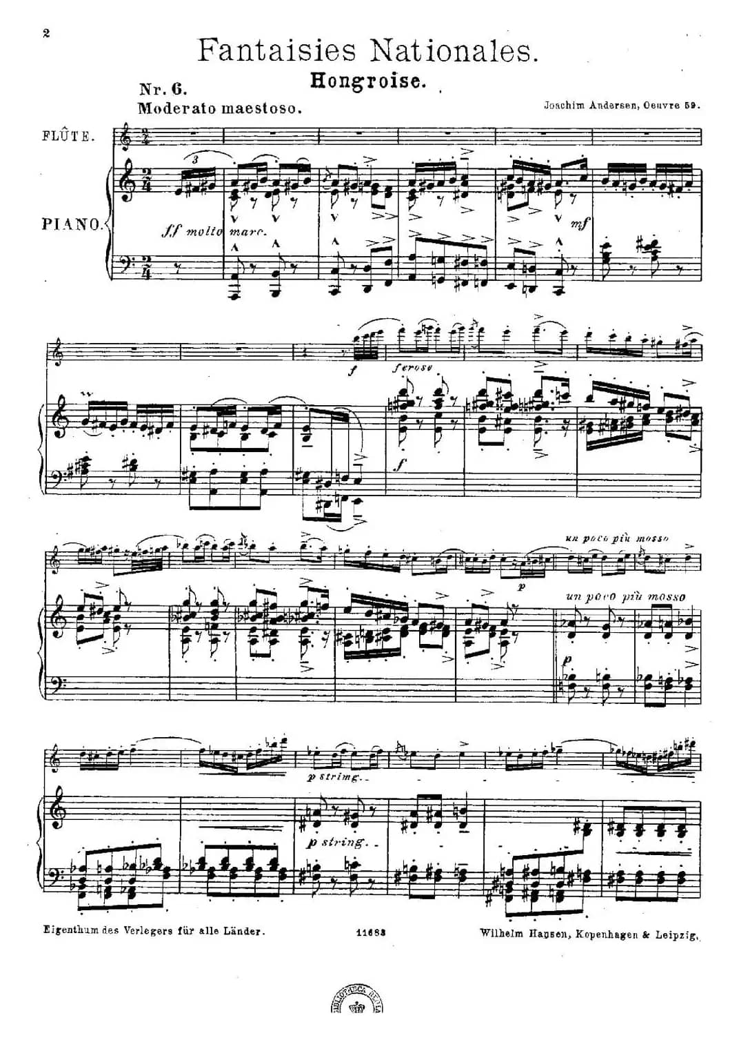 Fantaisies nationales. Hongrois.（Op.59 No.6）（长笛+钢琴伴奏）