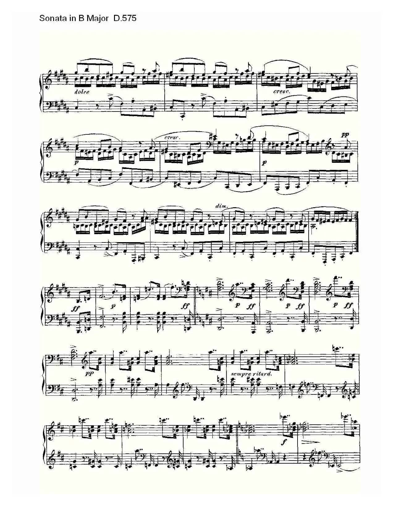 Sonata in B Major D.575（B大调奏鸣曲 D.575）
